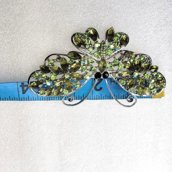 Large Green Butterfly Brooch Pin - Picture 3 of 12